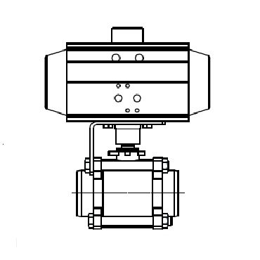 Кран шаровой AISI 304/316L сварка/сварка из трех частей с пневмоприводом AT SR 4405 схема